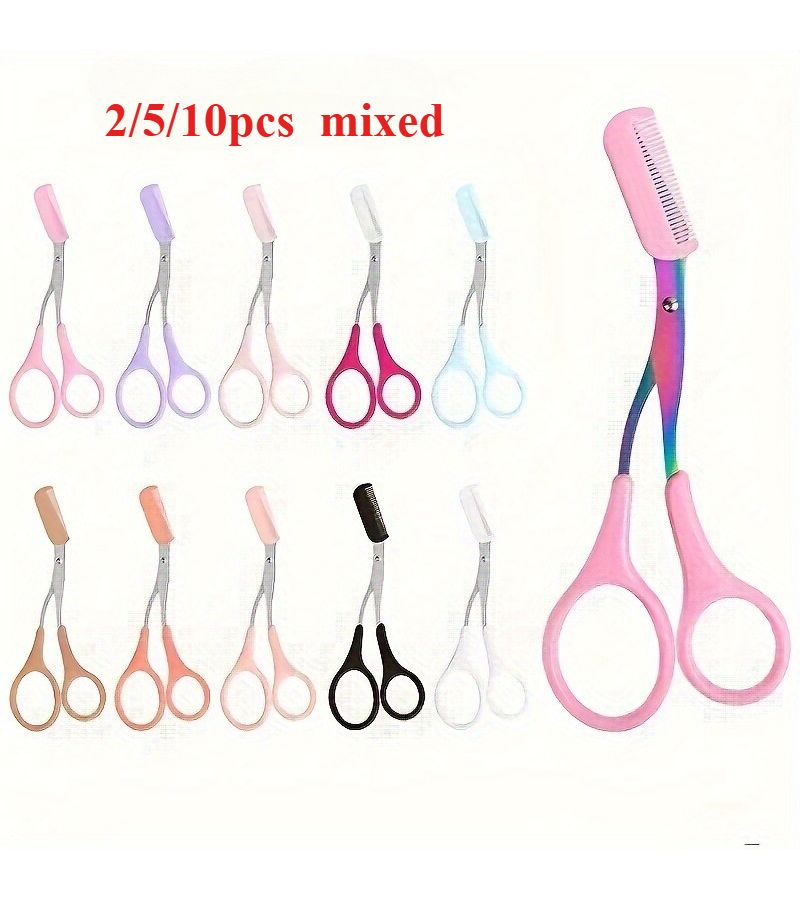 Quantity 2pcs Random Color Japanese Eyebrow Scissors With Comb Professional Trimmer For Beginners - Image 1