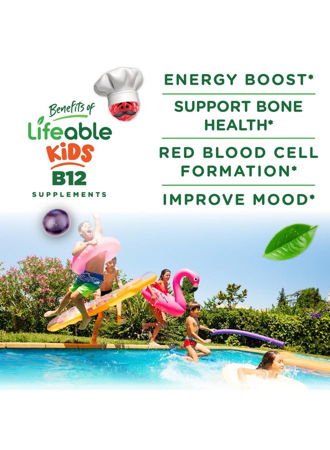 Lifeable Vitamin B12 for Kids | 1000 mcg | Great Tasting Vitamin B12 Gummies | Gluten Free, Vegan B12 Vitamins | B12 Vitamins for Energy, Mood and Nervous System Support | 90 Gummies - Image 2