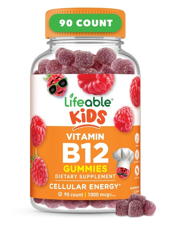 Lifeable Vitamin B12 for Kids | 1000 mcg | Great Tasting Vitamin B12 Gummies | Gluten Free, Vegan B12 Vitamins | B12 Vitamins for Energy, Mood and Nervous System Support | 90 Gummies - Image 1