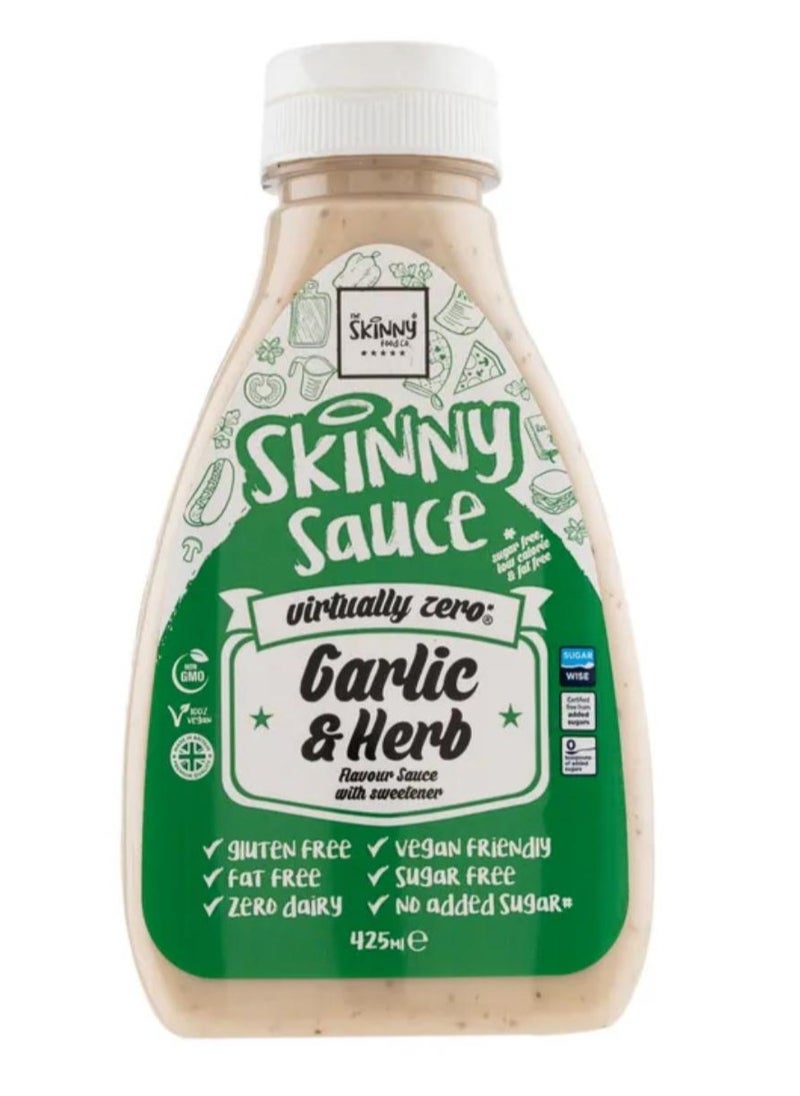 The Skinny Food Co. Skinny Sauce Garlic & Herb  Zero Calorie Sugar Free 425ml  - Image 1