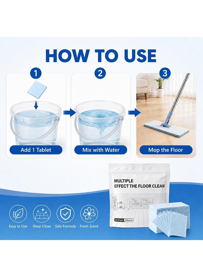 Floor Cleaning Tablets, 100 Pcs Multiple Effect The Floor Clean,Multi-Surface Floor Cleaning Sheets for Mop,Disposable Mop Pads for Hardwood, Tile, Laminate, Vinyl & More - Image 3