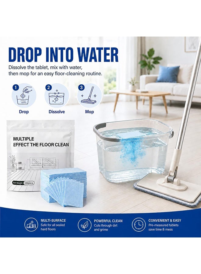 Floor Cleaning Tablets, 100 Pcs Multiple Effect The Floor Clean,Multi-Surface Floor Cleaning Sheets for Mop,Disposable Mop Pads for Hardwood, Tile, Laminate, Vinyl & More - Image 2