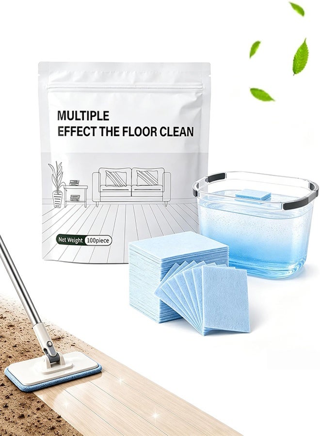 Floor Cleaning Tablets, 100 Pcs Multiple Effect The Floor Clean,Multi-Surface Floor Cleaning Sheets for Mop,Disposable Mop Pads for Hardwood, Tile, Laminate, Vinyl & More - Image 1
