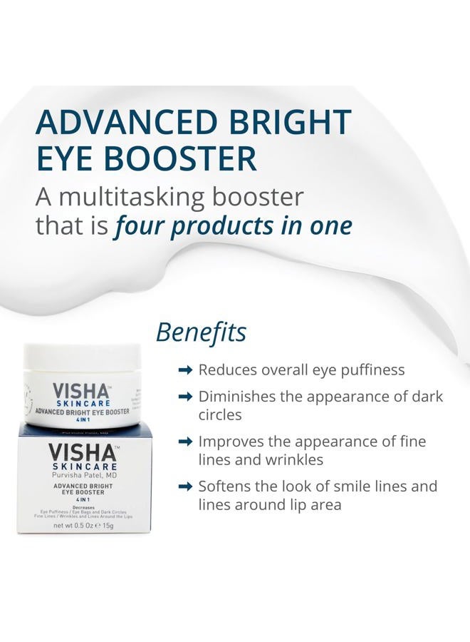 Visha Skincare Advanced Bright Eye Booster - Under Eye Cream for Dark Circles and Puffiness - Anti Wrinkle Eye Cream (0.5oz) - Image 2