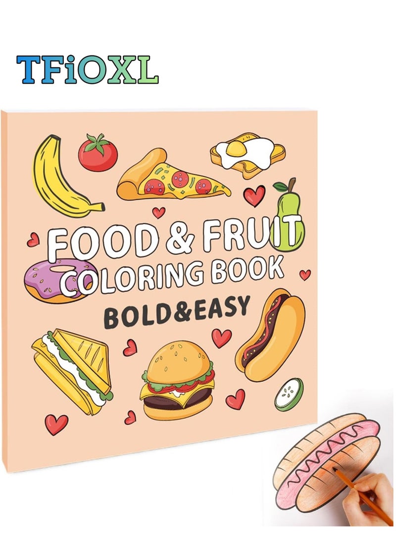 TFiOXL 1 Pack Food Coloring Books 21x21cm 40 Sheets Coloring Books Simple Stress Anxiety Relief Thick Paper No Bleeding Color Booklets for Food Theme Kids Rewards Prizes Party Supplies - Image 1
