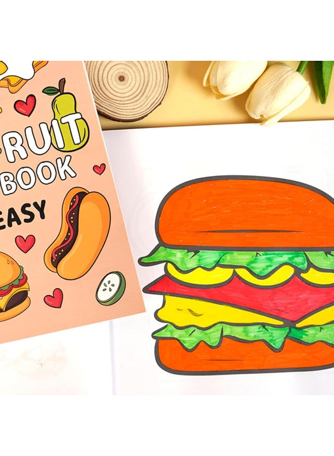TFiOXL 1 Pack Food Coloring Books 21x21cm 40 Sheets Coloring Books Simple Stress Anxiety Relief Thick Paper No Bleeding Color Booklets for Food Theme Kids Rewards Prizes Party Supplies - Image 5