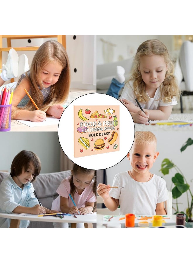 TFiOXL 1 Pack Food Coloring Books 21x21cm 40 Sheets Coloring Books Simple Stress Anxiety Relief Thick Paper No Bleeding Color Booklets for Food Theme Kids Rewards Prizes Party Supplies - Image 4