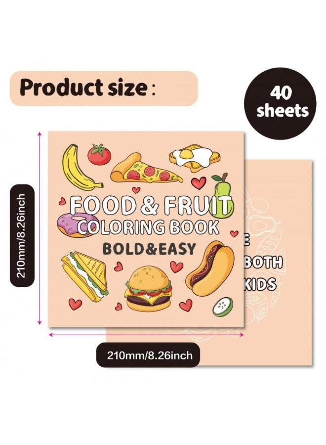 TFiOXL 1 Pack Food Coloring Books 21x21cm 40 Sheets Coloring Books Simple Stress Anxiety Relief Thick Paper No Bleeding Color Booklets for Food Theme Kids Rewards Prizes Party Supplies - Image 2