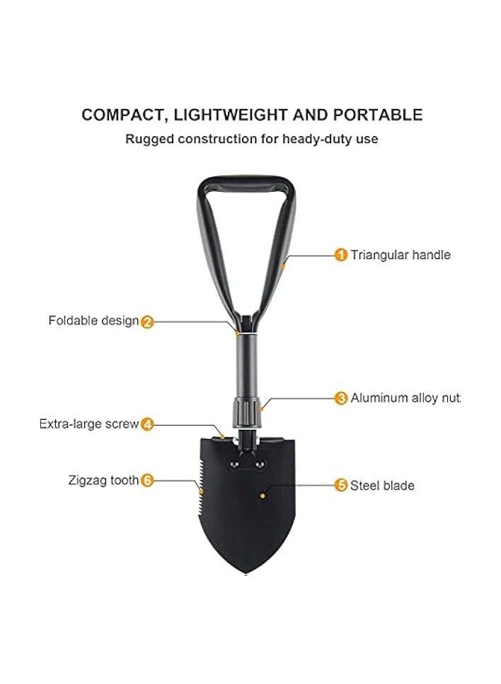 erorex Portable Folding Shovels, Collapsible Camping Shovel with Nylon Carrying Pouch and High Carbon Steel Handle, Compact and Multi-Functional Tool  - Image 2