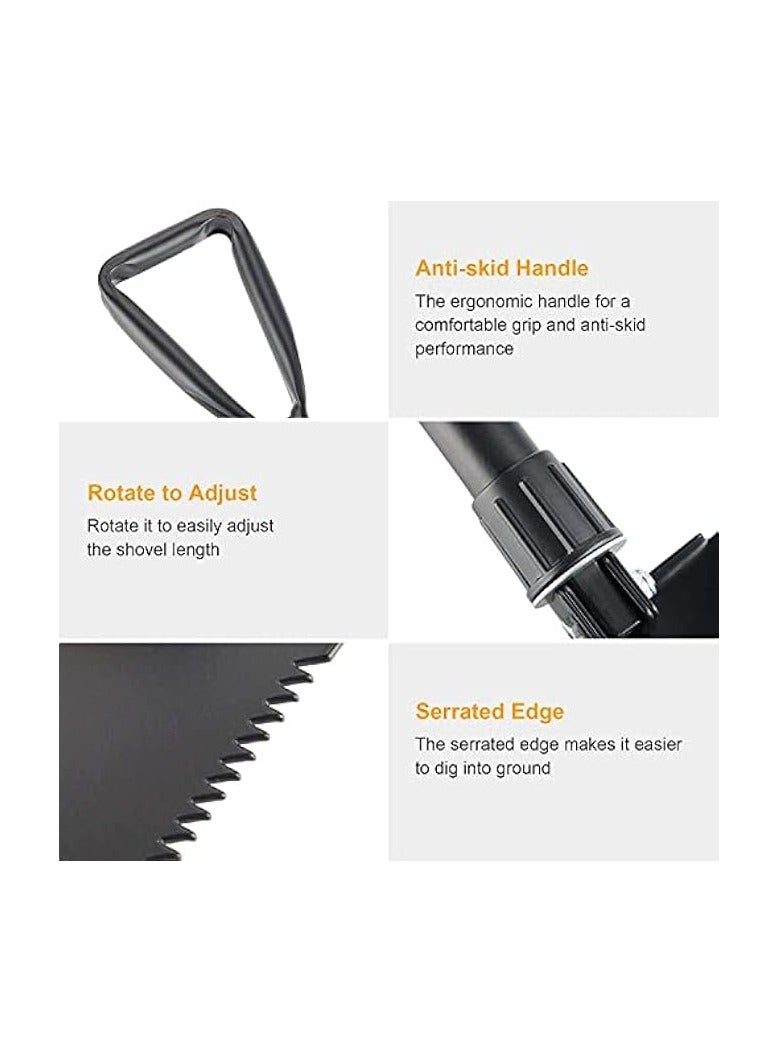 erorex Portable Folding Shovels, Collapsible Camping Shovel with Nylon Carrying Pouch and High Carbon Steel Handle, Compact and Multi-Functional Tool  - Image 3
