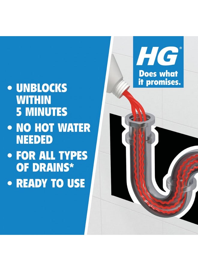 HG Plug Hole & Drain Unblocker Cleaner by HG Cleaning Products, Effectively and Fast Removes Blockages & Cleans Blocked Drains Pipes in Sinks or Shower Traps - 1 Litre (139100106) - Image 4