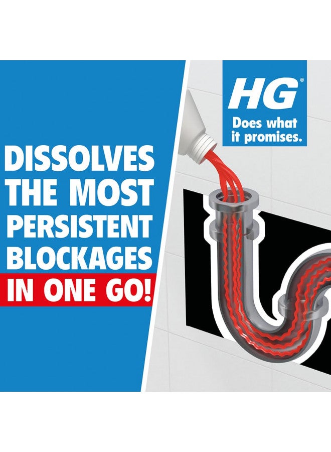 HG Plug Hole & Drain Unblocker Cleaner by HG Cleaning Products, Effectively and Fast Removes Blockages & Cleans Blocked Drains Pipes in Sinks or Shower Traps - 1 Litre (139100106) - Image 1