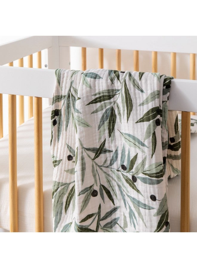 Babyletto 100% Organic Cotton Swaddle, GOTS-Certified, Ultra-Soft and Breathable Muslin - Olive Branches - Image 5