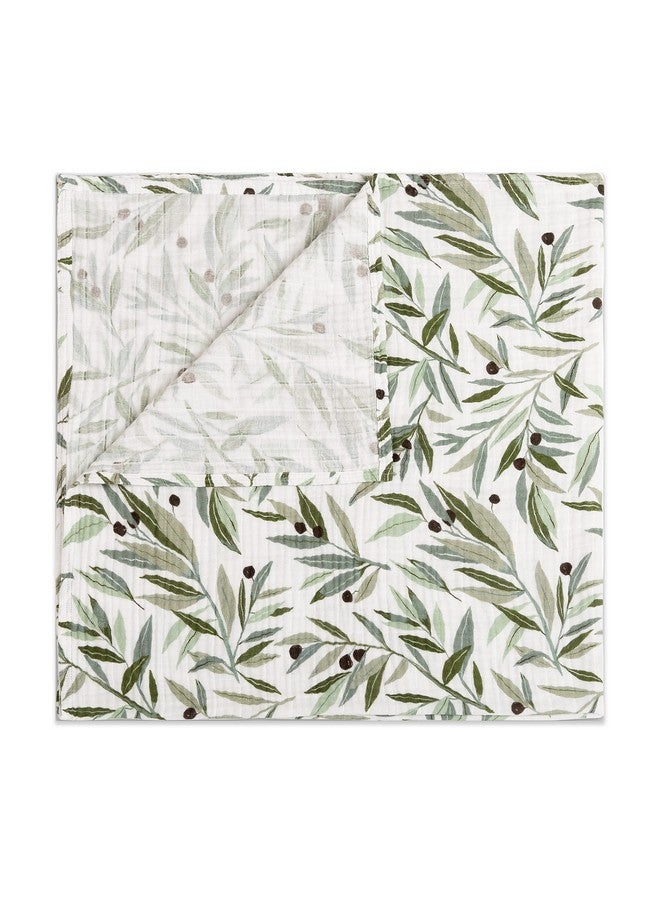 Babyletto 100% Organic Cotton Swaddle, GOTS-Certified, Ultra-Soft and Breathable Muslin - Olive Branches - Image 1