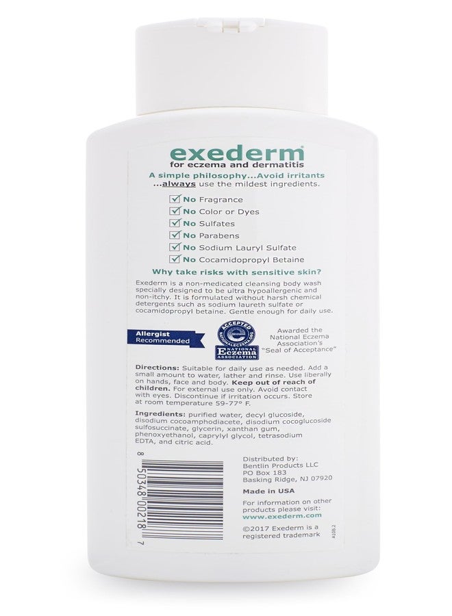 Exederm Body Wash for Eczema & Dermatitis, 12 Fl Oz, Ultra Sensitive Non-Irritating Bodywash, Gentle, Moisturizing Anti-Itch Cleanser for Red, Itchy, Dry Skin, Hypoallergenic, Sulfate & Paraben Free - Image 3