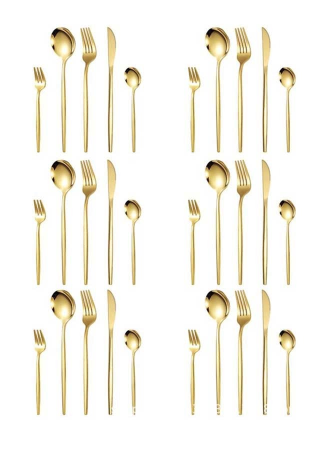 30-Piece Stainless Steel Cutlery Set Gold - Image 1