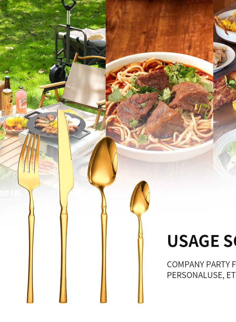 30-Piece Stainless Steel Cutlery Set Gold - Image 3