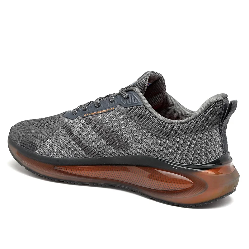 Asian Men's Grey and Orange Running Shoes for Men and Boys