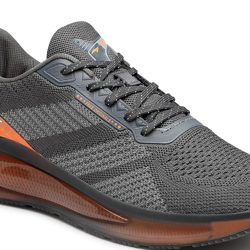 Asian Men's Grey and Orange Running Shoes for Men and Boys