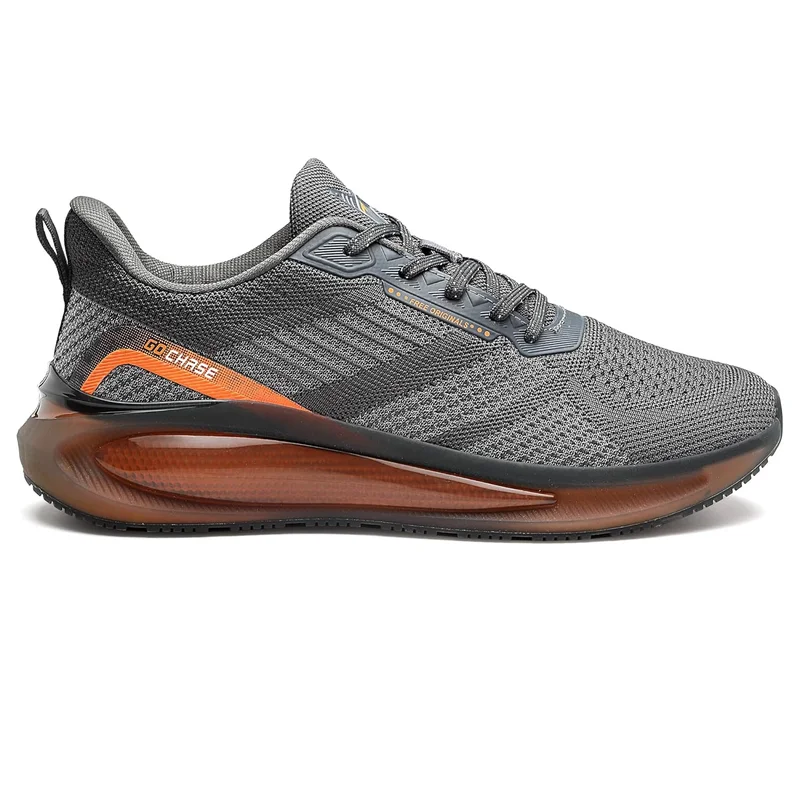 Asian Men's Grey and Orange Running Shoes for Men and Boys