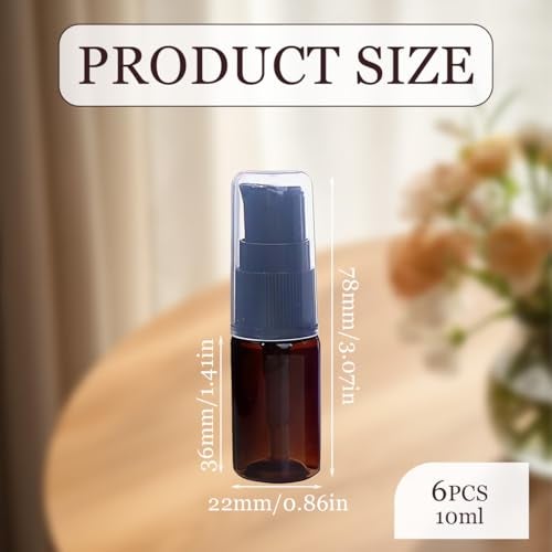 erioctry 10ML Portable Empty Refillable Bottle Cream Shampoo Lotion Treatment Pump Bottle with Cap Travel Bottles Toiletries Liquid Container for Cosmetic Makeup Pack of 6 Brown - Image 5