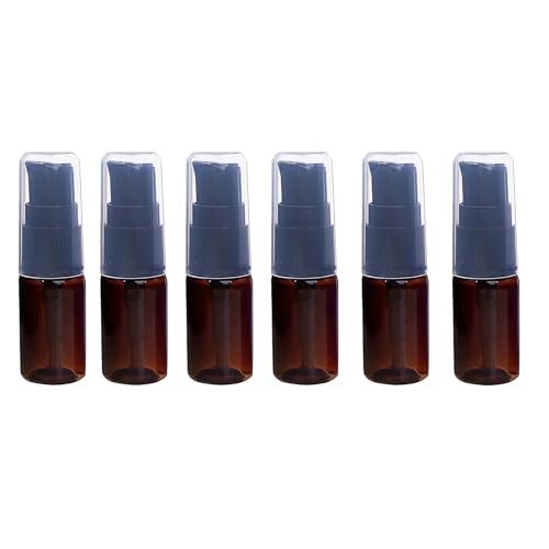 erioctry 10ML Portable Empty Refillable Bottle Cream Shampoo Lotion Treatment Pump Bottle with Cap Travel Bottles Toiletries Liquid Container for Cosmetic Makeup Pack of 6 Brown - Image 2