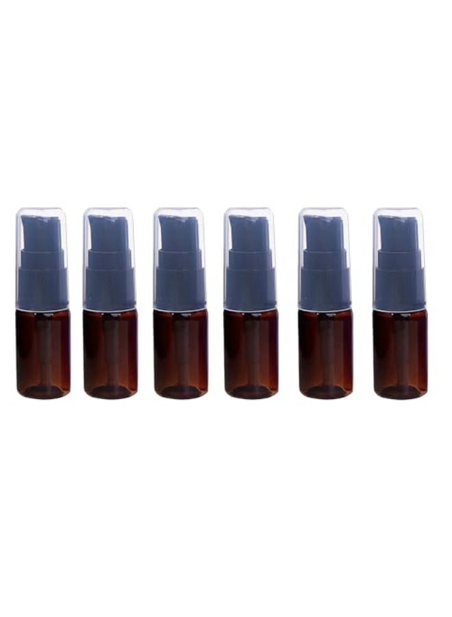 erioctry 10ML Portable Empty Refillable Bottle Cream Shampoo Lotion Treatment Pump Bottle with Cap Travel Bottles Toiletries Liquid Container for Cosmetic Makeup Pack of 6 Brown - Image 1