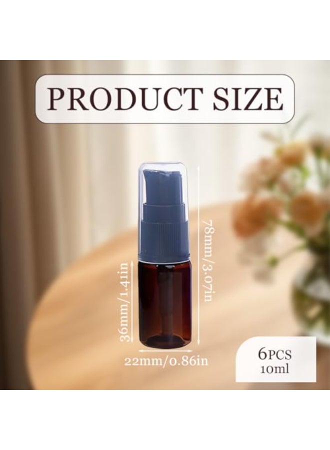 erioctry 10ML Portable Empty Refillable Bottle Cream Shampoo Lotion Treatment Pump Bottle with Cap Travel Bottles Toiletries Liquid Container for Cosmetic Makeup Pack of 6 Brown - Image 4