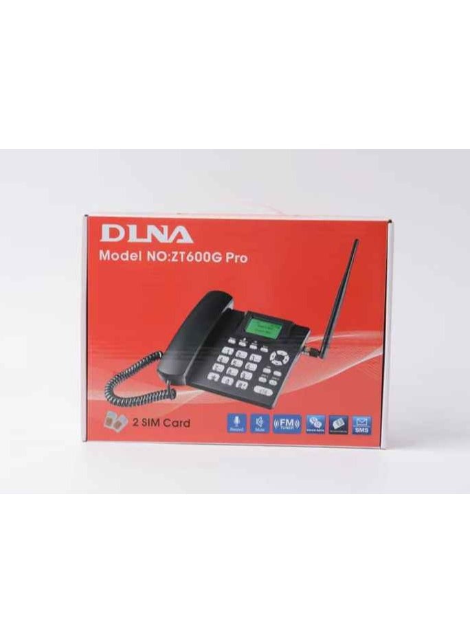 Generic - GSM fixed wireless phone DLNA ZT600G Pro dual sim card slot with FM Mp3 support multi language desktop phone for home - Image 1