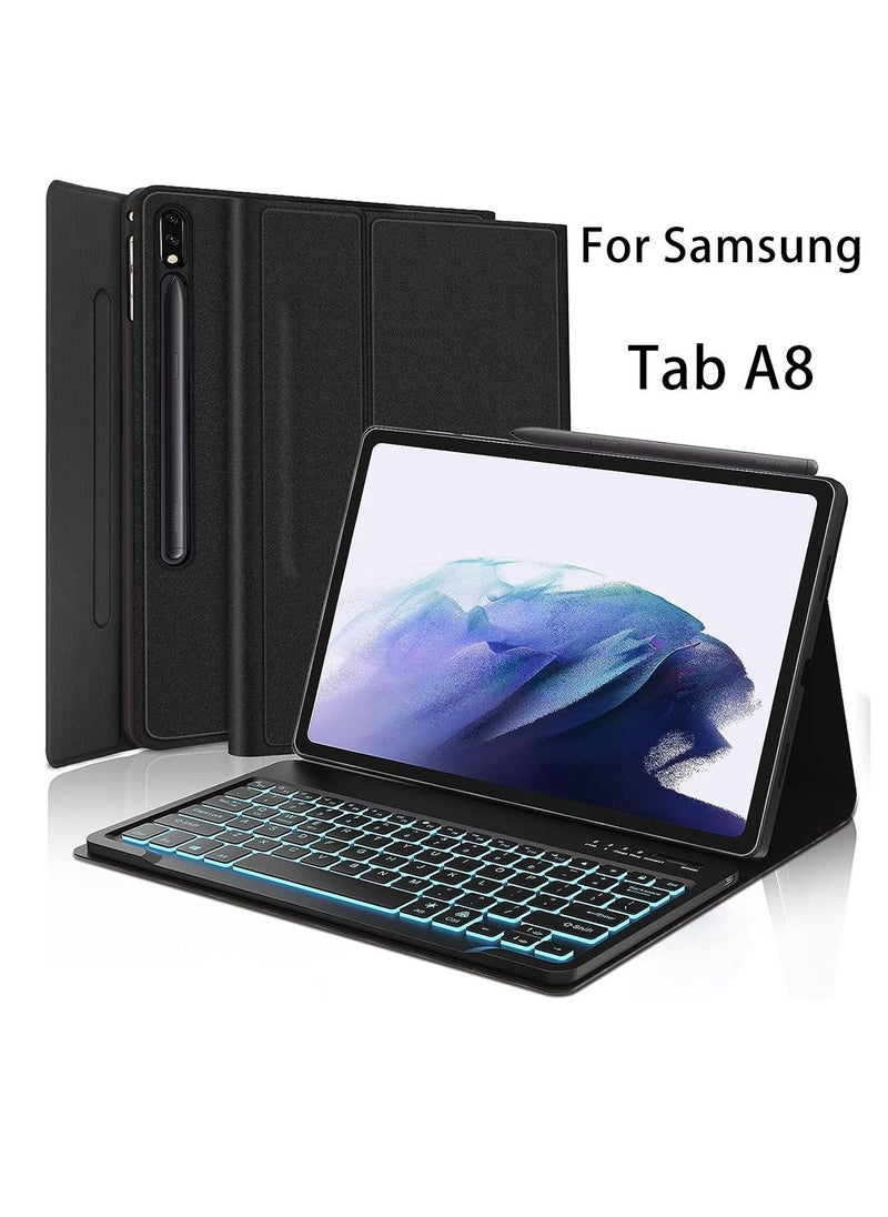 فورتي - حالة لوحة المفاتيح الخلفية أسود لجهاز Samsung اللوحي A8  لوحة المفاتيح اللاسلكية الذكية بلوتوث قابل للفصل قضية غطاء الكمبيوتر اللوحي مقاومة الأوساخ - Image 1