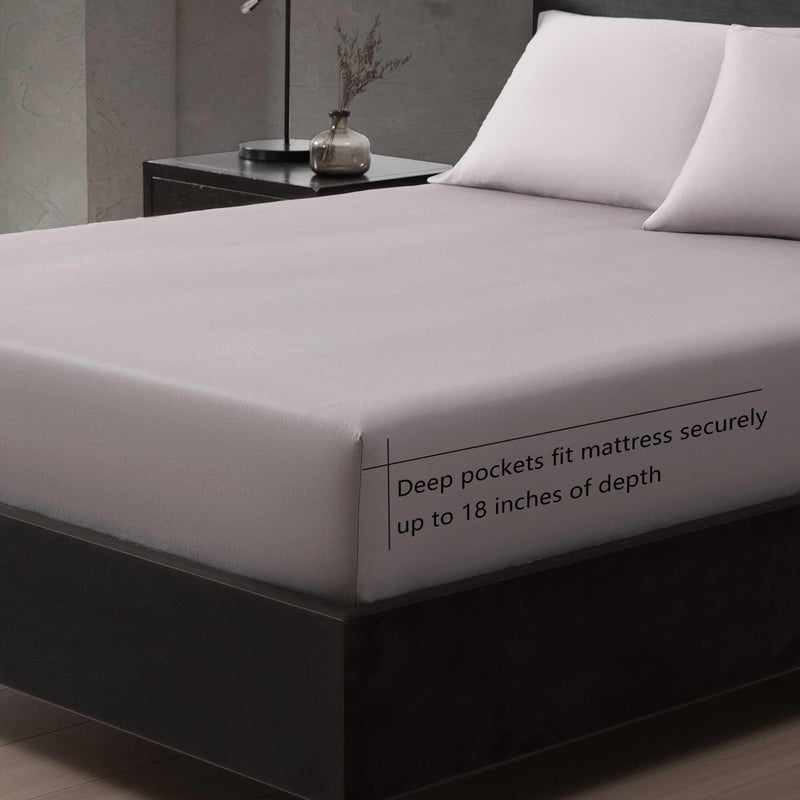 Vera Wang - King Size Sheet Set, Soft & Smooth Sateen Cotton Blend Bedding, Deep Pocket, 800 Thread Count, Bed Sheets with Fitted Sheet & Matching Pillowcases (Plum) - Image 4