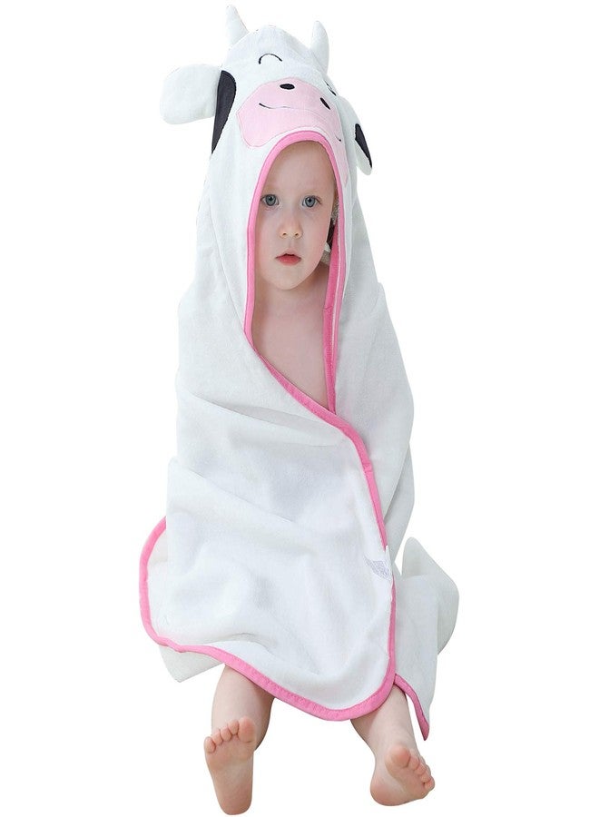 MICHLEY Unisex Baby Animal Hooded Bath Towel Soft Cotton Beach Swimming Bathrobe for 0-6T, Cow - Image 1
