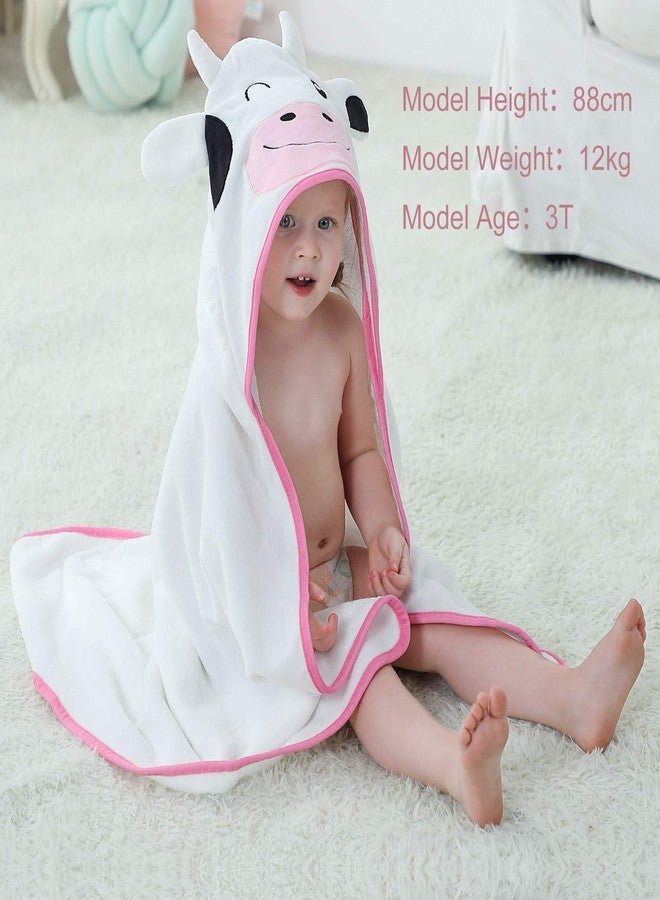 MICHLEY Unisex Baby Animal Hooded Bath Towel Soft Cotton Beach Swimming Bathrobe for 0-6T, Cow - Image 2