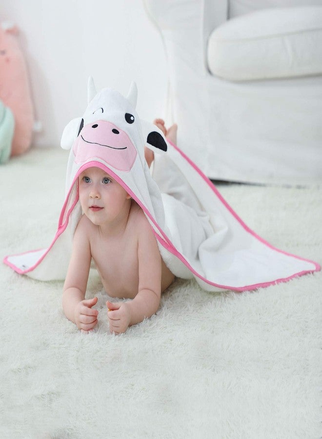 MICHLEY Unisex Baby Animal Hooded Bath Towel Soft Cotton Beach Swimming Bathrobe for 0-6T, Cow - Image 3