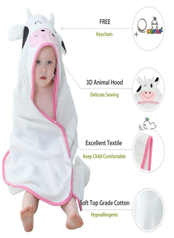 MICHLEY Unisex Baby Animal Hooded Bath Towel Soft Cotton Beach Swimming Bathrobe for 0-6T, Cow - Image 4