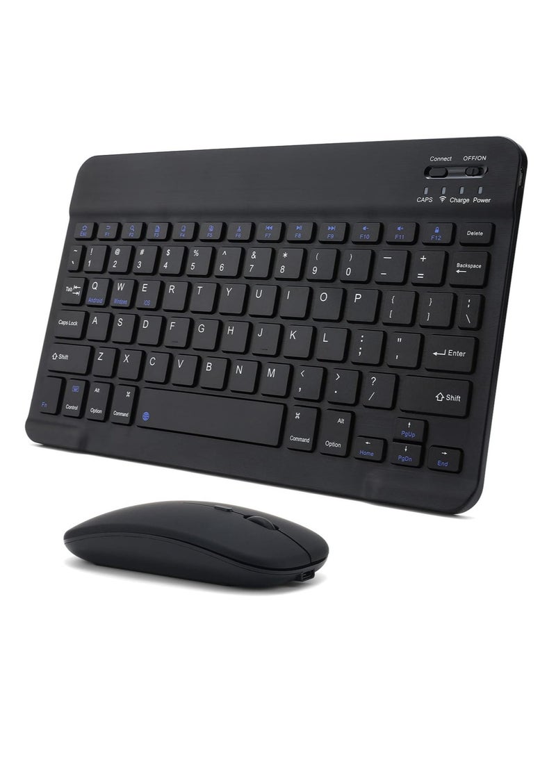 Rechargeable Bluetooth Keyboard and Mouse Combo Ultra-Slim Portable Compact Wireless Mouse Keyboard Set for Android Windows Tablet Cell Phone iPhone iPad Pro Air Mini, - Image 1