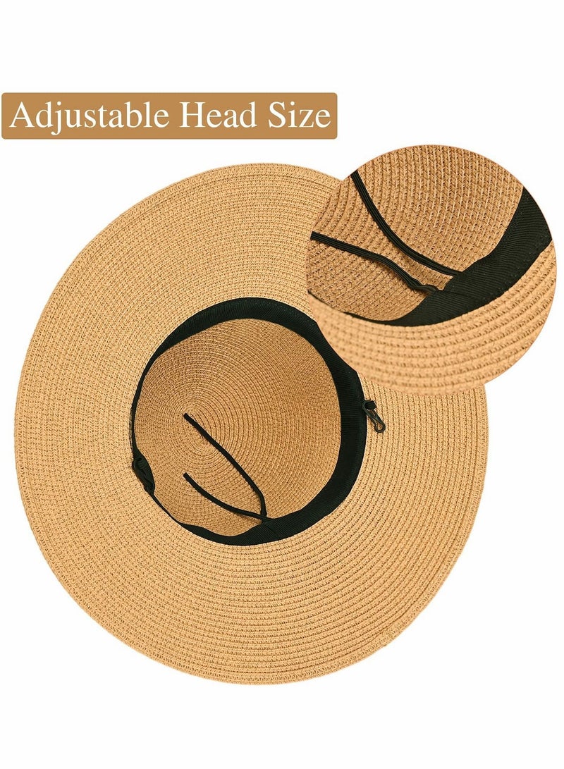 SYOSI Women's Straw Sun Hat, All-Match Fashion Wide Brim Beach Hats, Foldable Fedora Bucket Hat  - Image 4