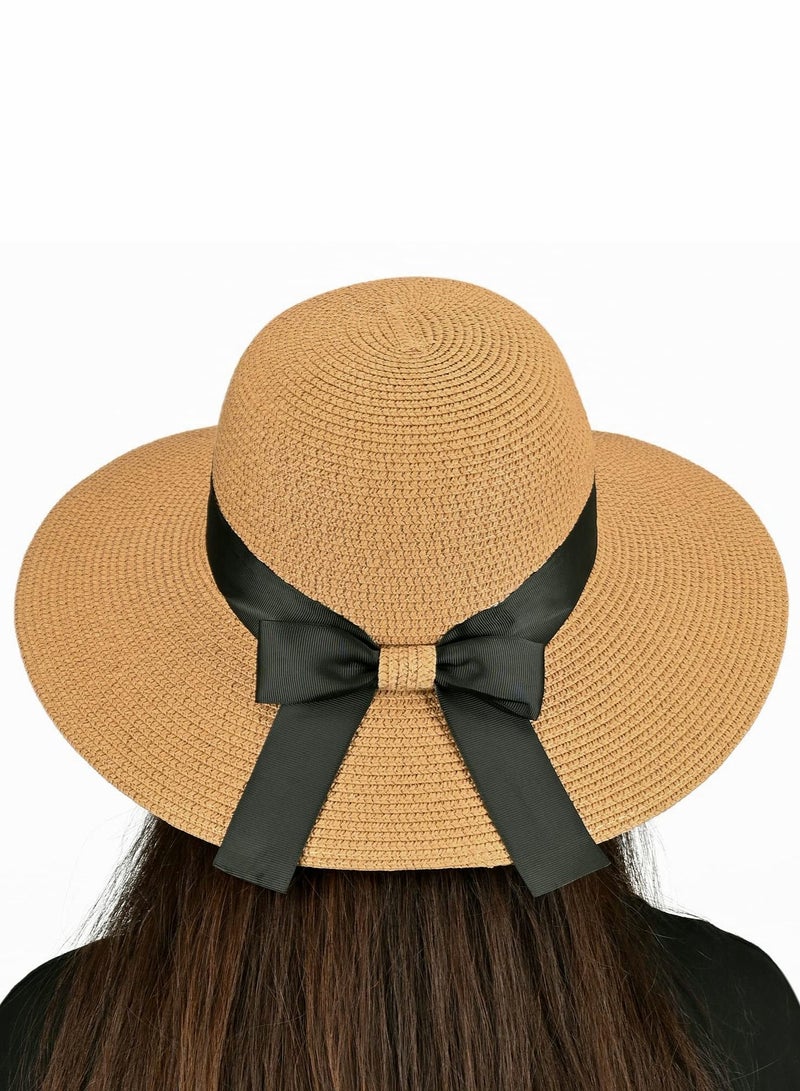 SYOSI Women's Straw Sun Hat, All-Match Fashion Wide Brim Beach Hats, Foldable Fedora Bucket Hat  - Image 2