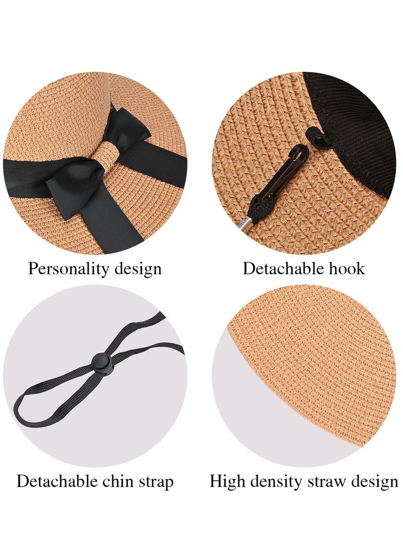 SYOSI Women's Straw Sun Hat, All-Match Fashion Wide Brim Beach Hats, Foldable Fedora Bucket Hat  - Image 5
