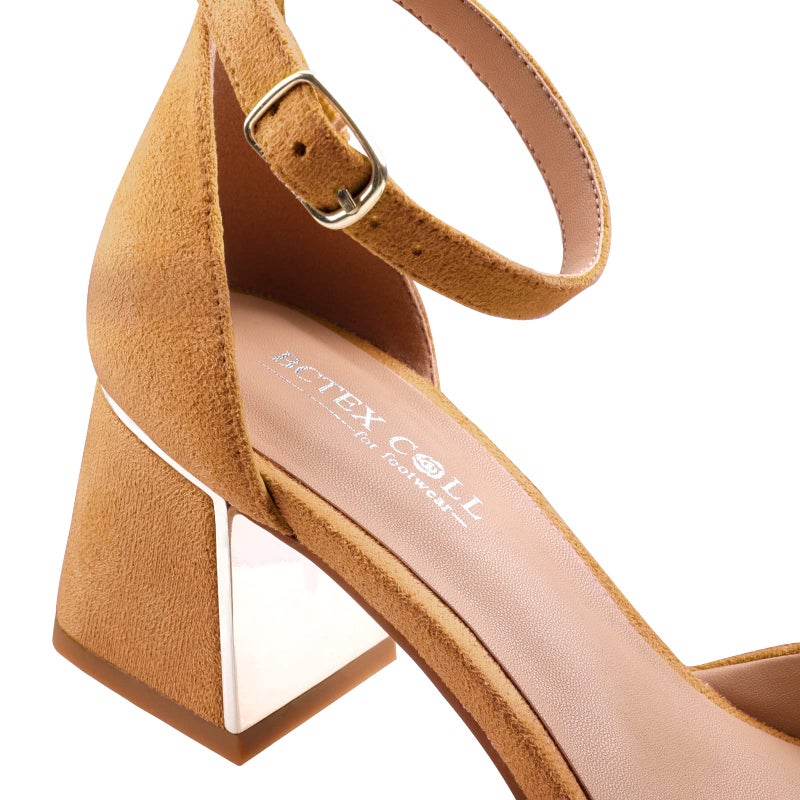 BCTEX COLL Womens Pointed Toe Pumps Shoes Ankle Strap Chunky Low Heels Metal Lined Sandals Designed for Women(cam7.5) - Image 2