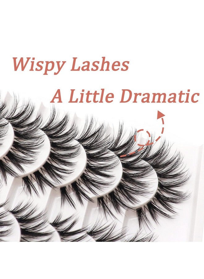 Losha Eyelashes Wispy Lashes Natural Look 8 Pairs Clear Band False Eyelashes Handmade Reusable Fake Eye Lashes Pack (No.60) - Image 3