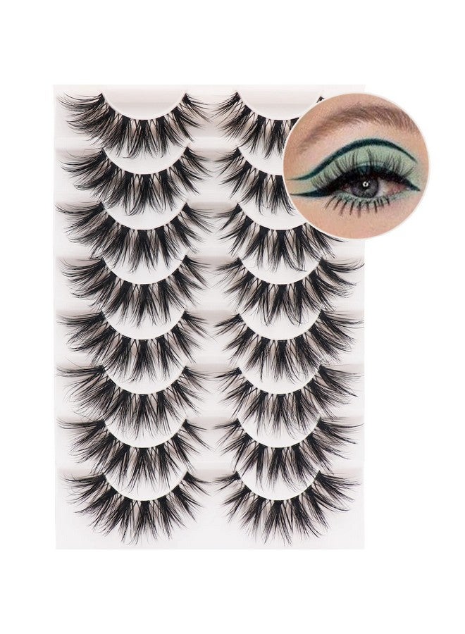 Losha Eyelashes Wispy Lashes Natural Look 8 Pairs Clear Band False Eyelashes Handmade Reusable Fake Eye Lashes Pack (No.60) - Image 1