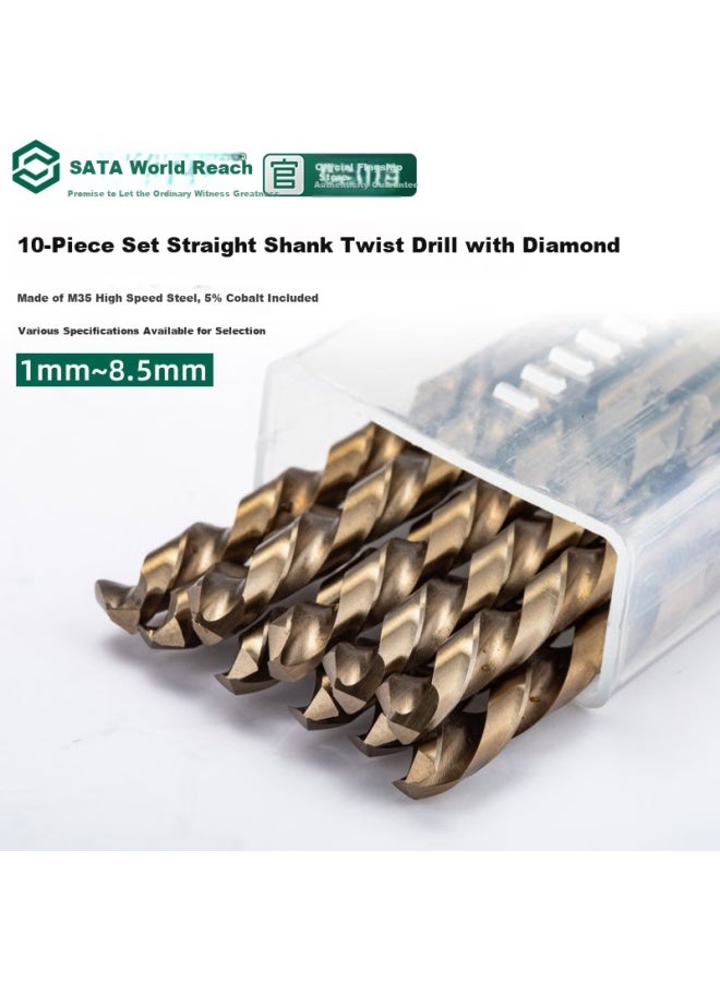 Sata Twist Drill Bit Set With Straight Shank, Cobalt-containing Twist Drill, 10-piece Set, 8.0mm Stainless Steel Drilling, Metal Hole Opener, 52380 - Image 1