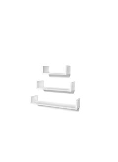 Spaceshoop U-Shaped Floating Mounted Shelves for Wall Plastic 50cm, 35cm, 25cm, Easy to Install, Pack of 3 (white)  - Image 1