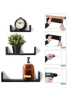 Spaceshoop U-Shaped Floating Mounted Shelves for Wall Plastic 50cm, 35cm, 25cm, Easy to Install, Pack of 3 (white)  - Image 3