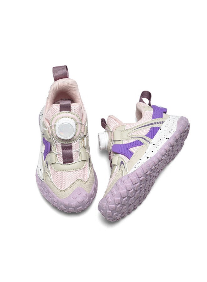 Snoopysnoopy Kids' Sports Shoes Boys Girls Children's Outdoor Casual Shoes With Rotating Button Wear-resistant Leisure Shoes Tide 0346 Pink Purple 33 - Image 4