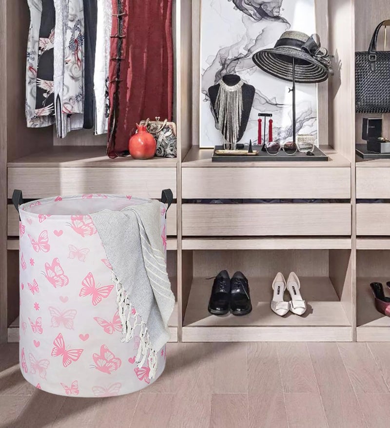 DUYIY Round Laundry Hamper Storage Basket Laundry Organizer Hamper Storage Bins Clothes Box Nursery Hamper Gift Basket with Handles - Image 5