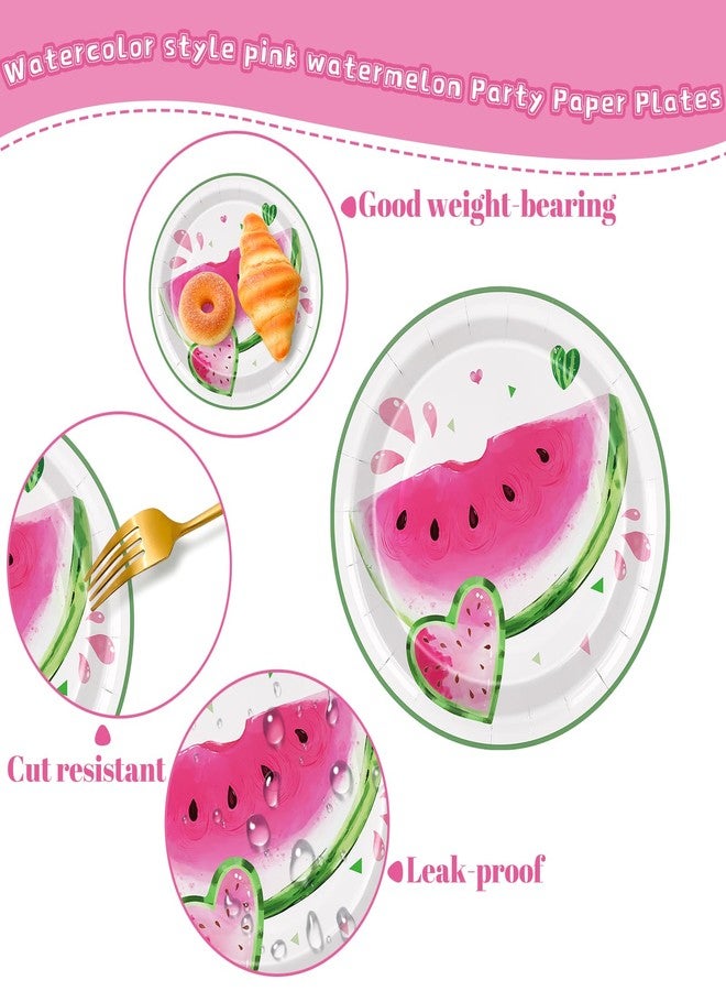 JarThenaAMCS 50Pcs Watermelon Paper Plates Summer Fruit Disposable Plates 9 Inch Heart Melon Dinner Dessert Plates for Birthday Baby Shower Pool Party - Image 3