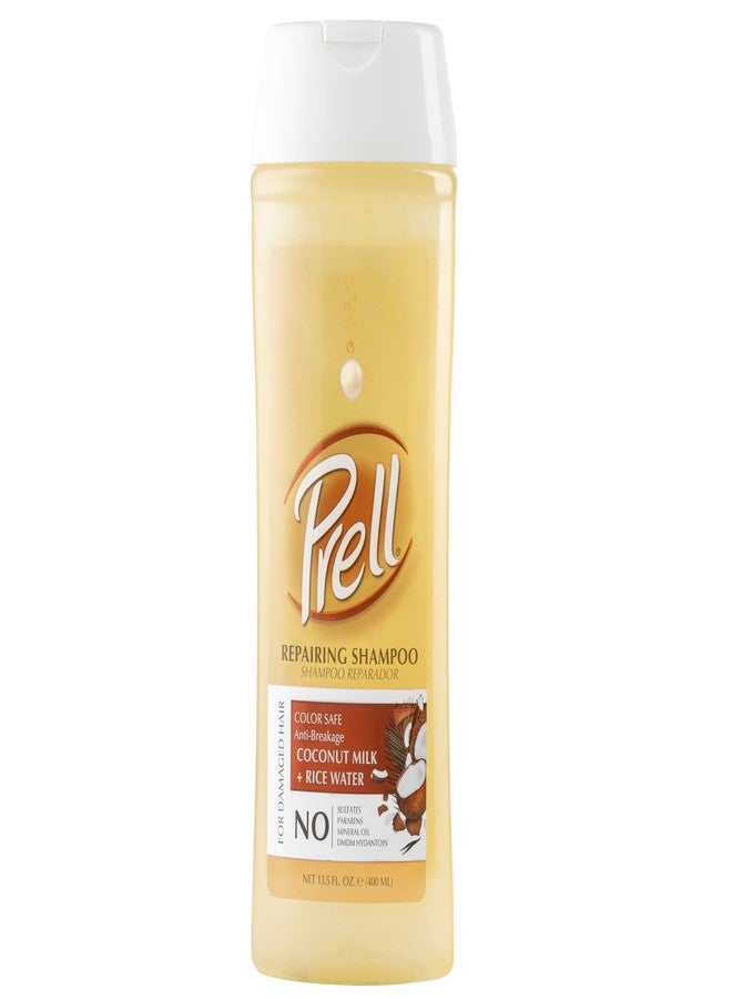 Prell Coconut Milk + Rice Watercolor Safe Anti-Breakage Repairing Shampoo for Damaged Hair, 13.5 fl.oz - Image 1