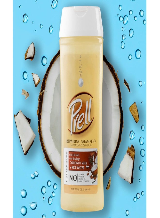 Prell Coconut Milk + Rice Watercolor Safe Anti-Breakage Repairing Shampoo for Damaged Hair, 13.5 fl.oz - Image 4